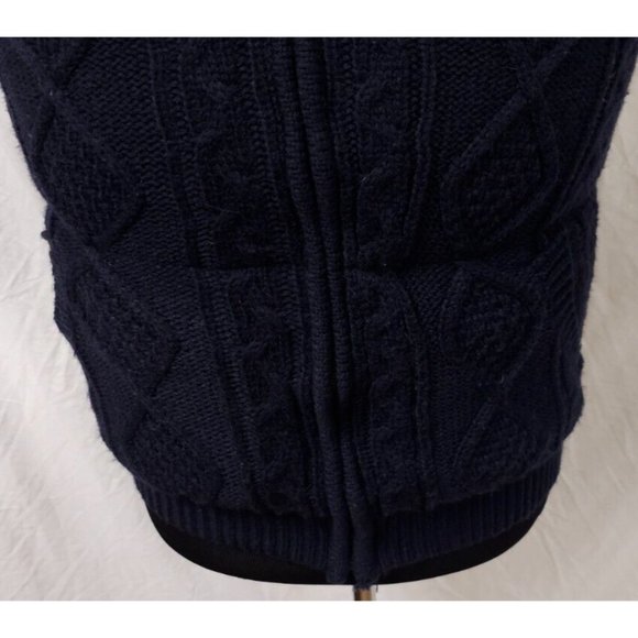 Telluride Clothing Co Small Blue Cable Knit Wool Blend Full Zip Lined Heavy Vest - Picture 4 of 15